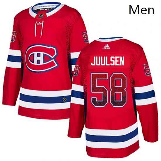 Mens Adidas Montreal Canadiens 58 Noah Juulsen Authentic Red Drift Fashion NHL Jersey